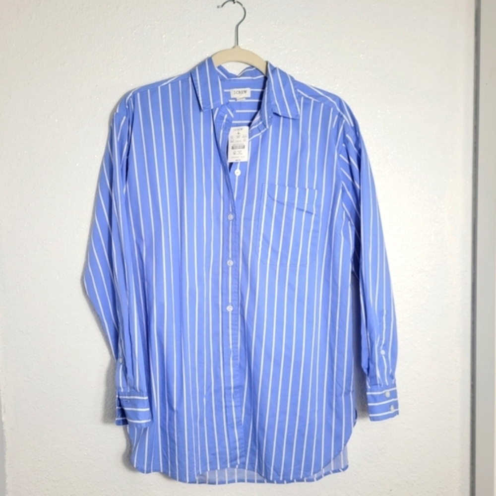 J Crew Factory Striped Oversized Button Up Shirt CC815 XXS, NWT - Picture 2 of 5